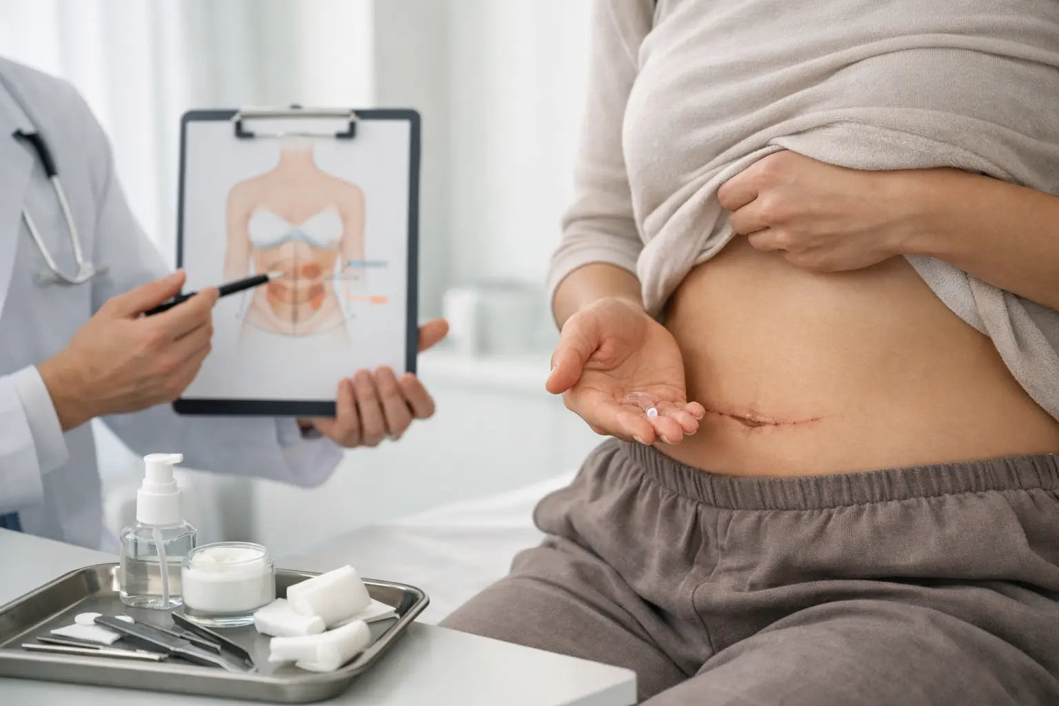 Narbenpflege nach Fettabsaugung am Bauch