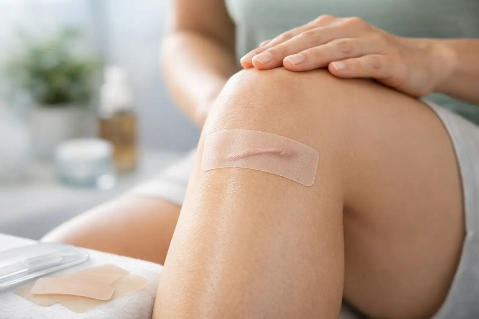 Narbenpflege für Gelenke mit Silikonpflastern
