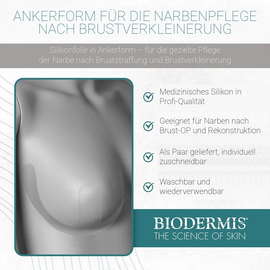 Epiderm Clear Silikonfolie in Ankerform für die Narbenpflege nach Brustverkleinerung