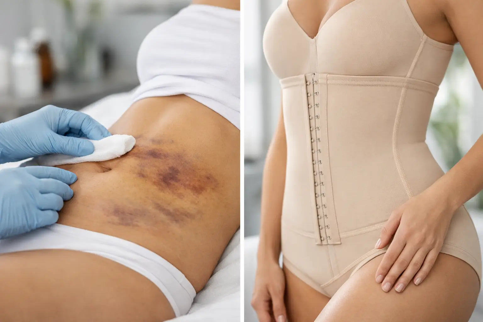 Beispiel Heilungsverlauf mit Kompression nach Lipo