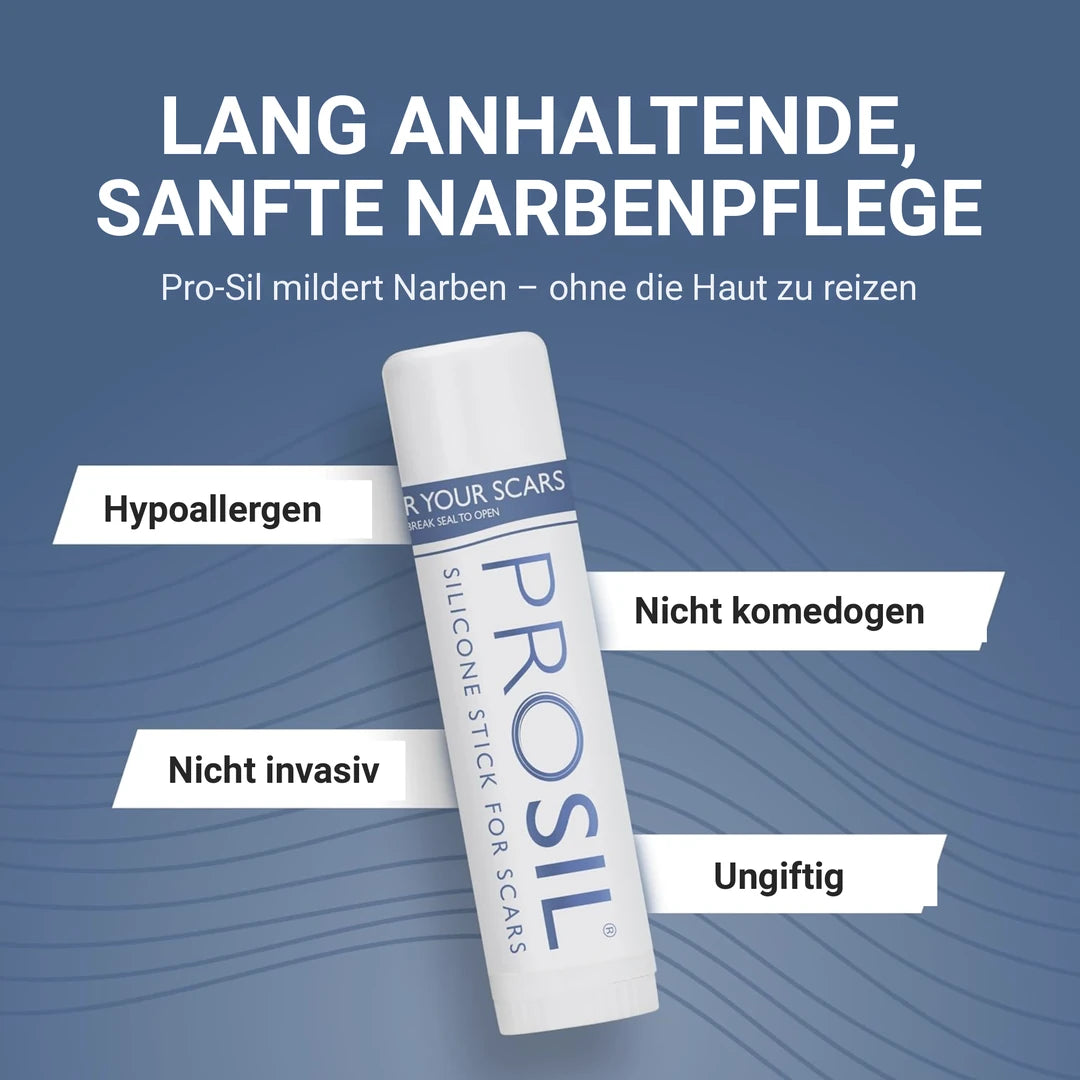 Pro-Sil Silikon Stick mit Produkteigenschaften: hypoallergen, nicht komedogen, nicht invasiv, ungiftig