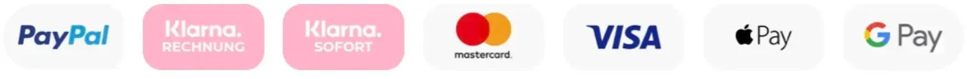Zahlungsmethoden wie PayPal, Kreditkarte